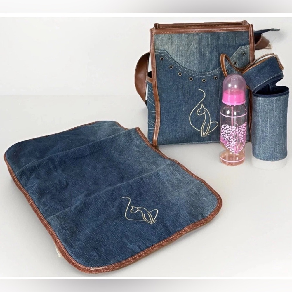 NEW Vintage RARE Baby Phat Girlz (Girls) Denim Diaper Bag and Travel Gift Set
